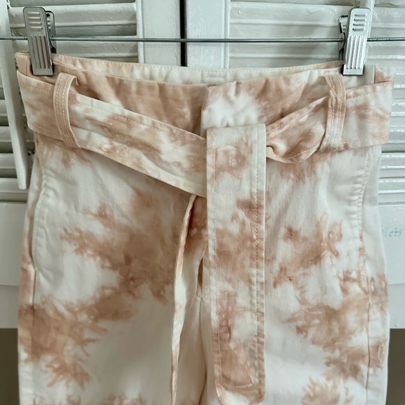 ZARA High Rise Tie Dyed Cropped Wide Leg Pants with Belt, Size XS - Picture 2 of 4